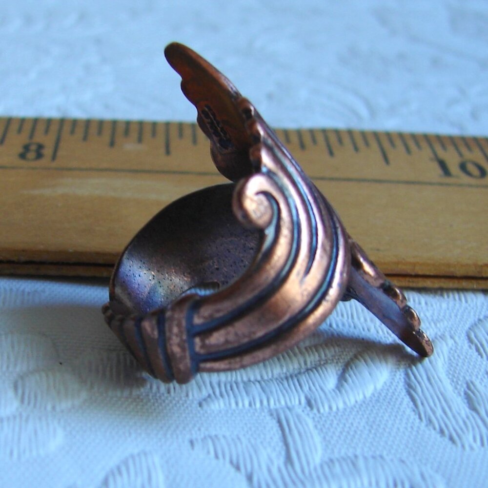 Vintage Solid Copper Wrap-Around RING, Wave/Scroll Design, Sz 7 / Adjustable E98 - Picture 6 of 12